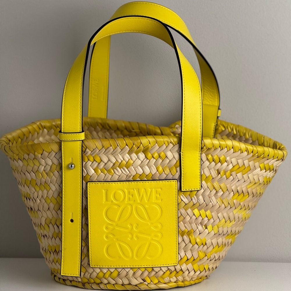 SOLD Loewe Yellow Woven Basket Bag